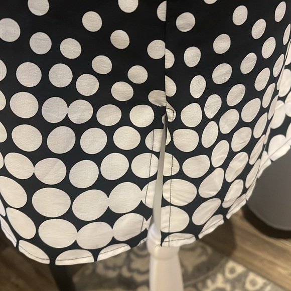 Notations Womens Button Up Blouse Black Polka Dot 3/4 Sleeve - Picture 6 of 8